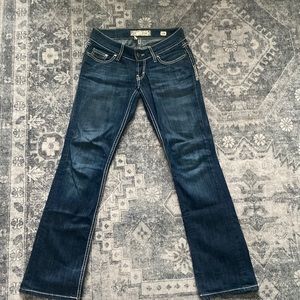 BKE jeans, size 26R, jewels intact as shown, some wear on bottom as shown above
